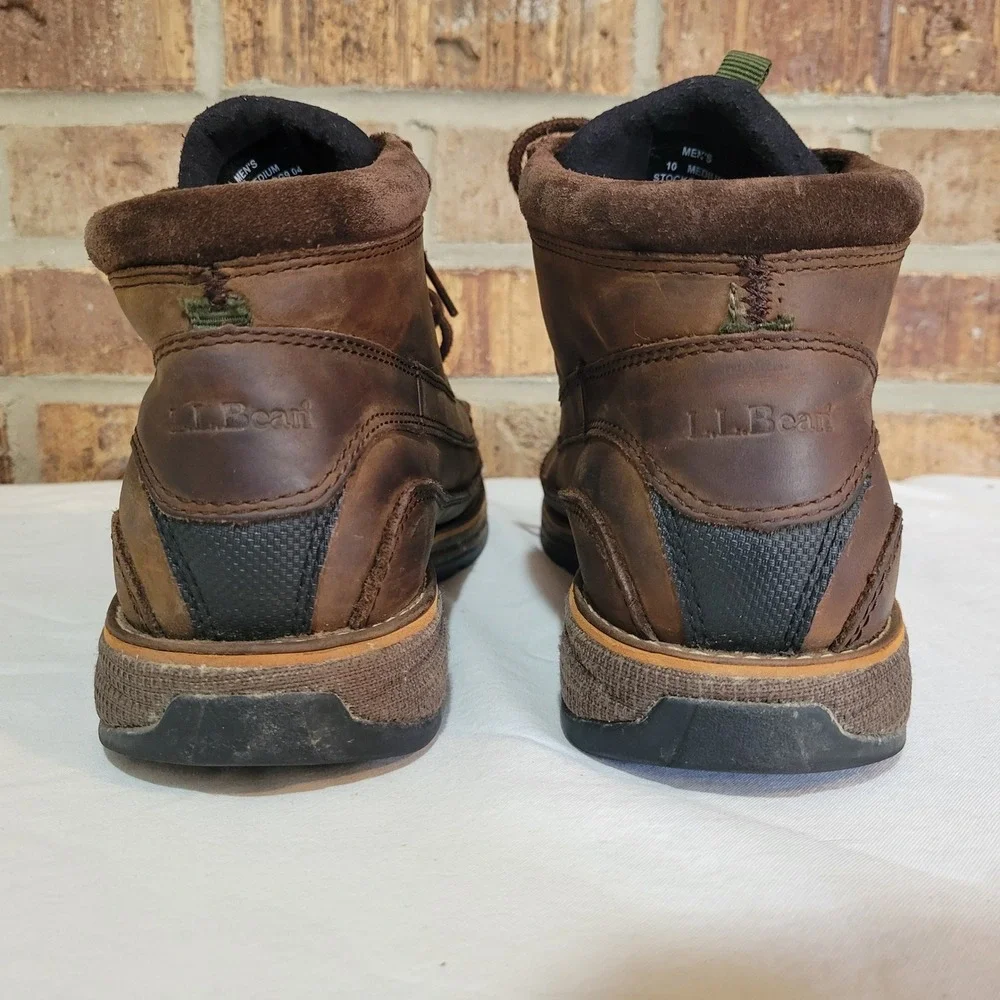 LL Bean Mens 10 Brown Leather Moc Toe Chukka Boots